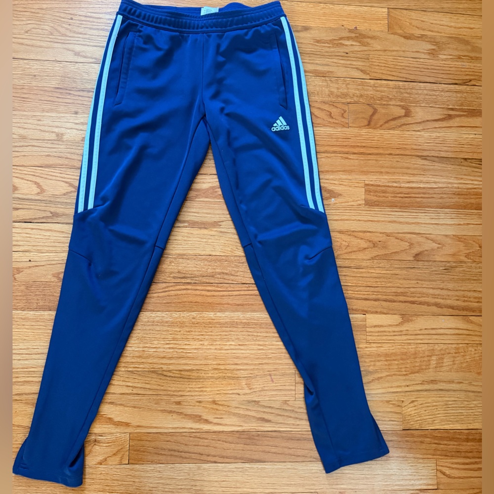 Adidas Blue Joggers with White Stripes